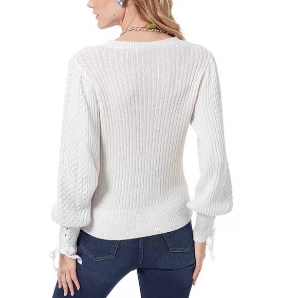 Sam Edelman Women's Fayette Lace-Up Tie-Cuff Sweater - Picture 2 of 8